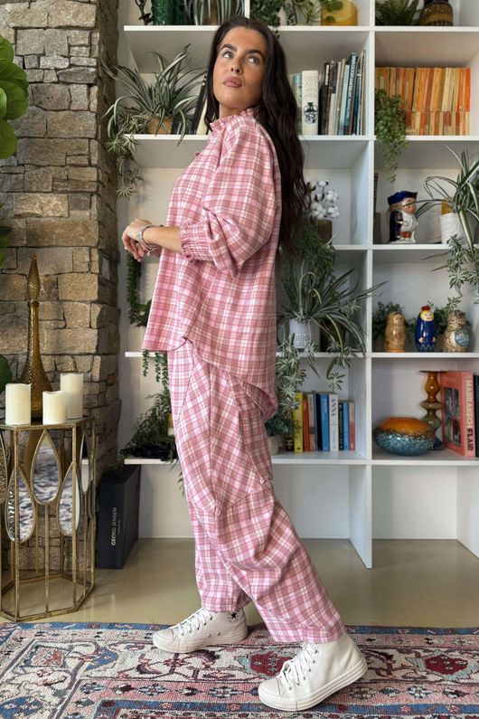 Patrick Plaid Brushed Cotton Edwardian Blouse Foxglove